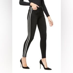 Good American High Rise Skinny Jeans w/ Silver Tuxedo Stripes Size 2/26